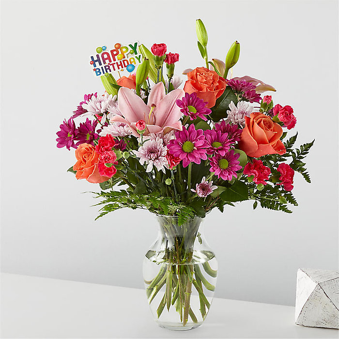 Light of My Life Bouquet &amp; Happy Birthday Topper