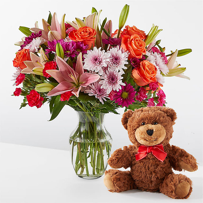 Here&#x27;s Looking at You Bouquet &amp; Bear Set